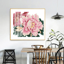 ABV Old three cross stitch new cotton precision printing elegant Chinese style flower National Flower national flower rich peony