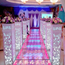 Wedding props road guide PVC carved road guide Wedding layout Catwalk road guide Wedding road guide Square column road guide with lamp
