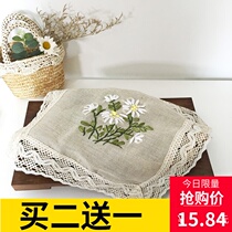 Tea set cover cloth dustproof cloth Rectangular kitchen cloth Household appliances dustproof cloth small square towel cup tea tray cover towel Lace multi-purpose