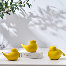 SAUMUR yellow small bird ceramic pendulum with modern minimalist American style board room Home Decorative Bookcase Decorations