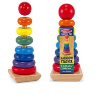 Large colorful tower stacked circle rainbow tower rainbow ring infant early education educational toy building block promotion