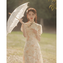 French retro cheongsam women can wear daily improved dress summer 2021 new princess sleeve lace autumn