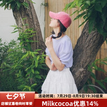 South Korean official web milkcocoa6 summer female sweet and beautiful small fairy lotus leaf double layer dark pattern half body short dress