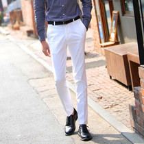  HSCP youth white Korean straight suit pants mens summer thin all-match casual trousers free-ironing slim-fit trousers