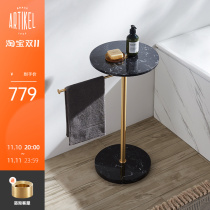 Yati brass punch-free bathroom floor-to-ceiling rotating towel rack light luxury marble bathroom rack bath towel rack