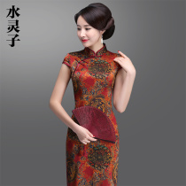 Heavy silk cheongsam long temperament 2021 New Chinese style retro wedding wedding wedding mother dress