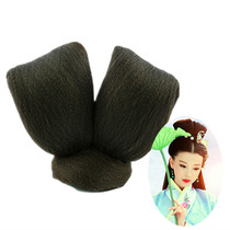 Ancient costume black double hair bun high temperature silk single head Wu Zetian wig retro Hanfu new ancient style skirt cloud bun