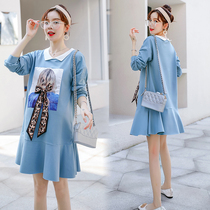 Pregnant womens autumn 2020 new fashion outfits early autumn two-piece top womens long sleeve dress