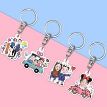 Custom photo key buckle pendant diy acrylic double-sided couple portrait company LOGO bag bag hanging decoration gift