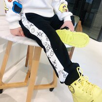 Spring and autumn winter New Japanese tradeshal daughter small and medium-sized childrens clothing plus non-velvet thick leisure sports soft long pants
