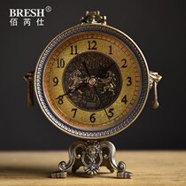 Creative Retro American Style Seat Bell Eu Style Bedroom Living Room Clock Imitation Ancient Clock Table Bedside Silent Bench Bell