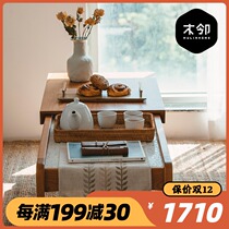 Wooden neighboring Long Island tea table living room tea solid wood simple modern terrazzo 1 4m long table designer coffee table