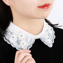 Fake collar children Joker doll collar embroidery double-layer nail bead shirt sweater decoration lace base fake collar Korean autumn