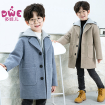 Boys coat Wool coat Childrens Western style winter clothing 2021 autumn and winter new hooded childrens clothing baby thickened