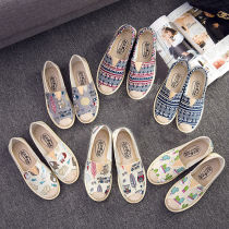 Canvas shoes women Spring Summer a pedal flat old Beijing cloth shoes women casual breathable fisherman Korean lazy single shoes