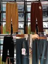 2035 autumn winter cherry blossom pants womens elastic waist striched Harlem pants high waist corduroy small feet casual