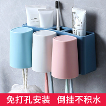 Toothbrush shelve hanging wall style toothbrushing cup gargling cup toilet free of punching wall-mounted suction wall tooth-tooth cylinder suit