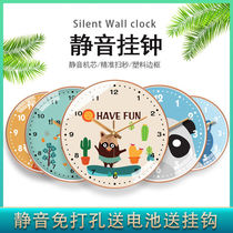 Creative childrens clock Cute simple modern wall hanging quartz clock Primary school dormitory mute animal bedroom wall clock