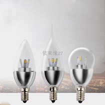 Three majestic extreme light LED bulb 3w2700k E14 candle-bulb energy saving pendant lamp light source transparent pointed hood dazzling