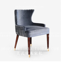 Nordic Modern Minimalist Dining Chair American Fabric Art Solid Wood Dining Chair Hotel Cafe Chair European Style Neoclassical Home Chair