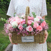 Zhuhai Flower Express Intra-city Portable Small Flower Basket Hug Bucket Jieyang Zhongshan Guangzhou Birthday Opening Delivery Flower Shop