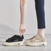 Baotou Flat Bottom Sandals Women 2022 Summer New Ins Chains Shoes Nets Red Korean Version Thick Bottom Heightening Sloth fishermans shoes