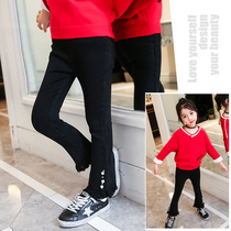 Girls autumn jeans stretch tassel Bell pants new childrens pearl pants cotton Joker slim long pants