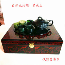 Jiuquan Luminous Cup Qilian jade ink Jade tea set first-class Gansu specialty serpentine jade direct sales ceremony