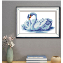 ABV Old three cross-stitch cotton thread embroidery Egyptian long-staple cotton embroidery animal Swan couple romantic Swan Lake