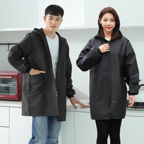 Men's hooded long-sleeved jacket adults and women's fashion home use kitchen waterproof oil apron work clothes to keep warm and velvet tops