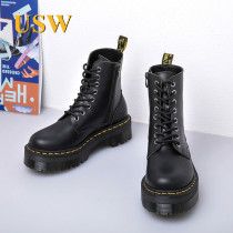 Martin boots autumn 2020 new leather mid-tube womens boots British wind Joker thick-soled high-skinny locomotive boots