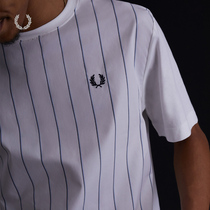 FRED PERRY MENs T-shirt 2021 summer new stripe casual short-sleeved wheat ear embroidery crew neck cotton M1680