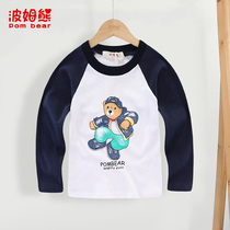 Pom Bear Boy Disguise 2022 Spring Pure Boy Pure Cotton Bear Long Cuff T-shirt Child Baby Cartoon Underdresser