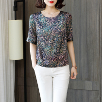 Zqqz Silk Jacket Ladies Short Sleeve Crewneck Summer New Fashion Satin Heavy Mulberry Silk Shirt 935