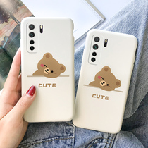 Suitable for Huawei nova7 mobile phone shell 8SE liquid silicone Silicone Se Pro cute nova8 Small Bear nova6 Anti-fall v40 Light extravagant version full package nova6se protection