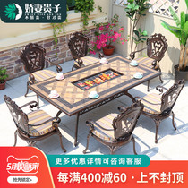 Electric Grilled Charcoal Grilled Barbecue Buffet Restaurant Smokeless Grill TABLE AND CHAIRS BARBECUE TABLE COMMERCIAL HOTEL TABLE AND CHAIRS COMBINATION