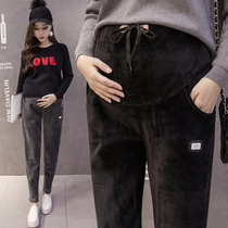 Pregnant women pants autumn wear casual trousers autumn and winter plus velvet thick warm cotton pants spring and autumn leggings winter clothes