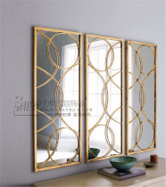 European luxury three-piece combination Decorative art mirror Simple modern fireplace wall mirror Entrance mirror Living room dining edge mirror