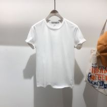 2021 summer new mens solid color casual round neck short sleeve T-shirt light Board white body slim base shirt men