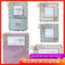 Eurostyle Switch Applique room decoration Switch cover socket Creative Cloth Art Wall Sticker protective sleeve Lamp switch Decorative Cover