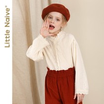 LittleNaive girl collar shirt long sleeve childrens autumn new cotton French childrens shirt