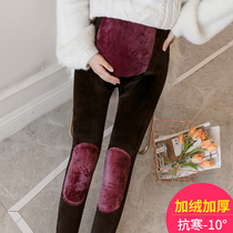 Maternity pants Autumn and winter wear fashion maternity leggings velvet thickened cotton pants Winter belly warm pants winter clothing