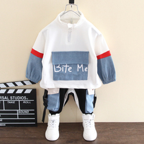 Boy suit spring and autumn 2021 new childrens net red fashionable foreign style male baby Korean version handsome two-piece set tide