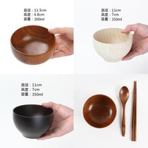 Adult bamboo bowl handmade household children eat anti-fall bamboo bowl non-paint retro children large wooden bowl
