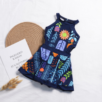 Childrens swimsuit female girl princess cute Korean backless high collar flat corner hot spring