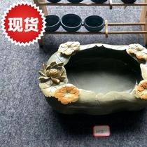 Zhaoqing end inkstone fish tank green end stone whole piece natural stone stone stone pendulum q piece fish tank aquarium household small