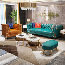 American light luxury Net red leather sofa 2021 New Italian size living room modern simple combination set