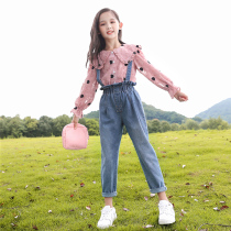 Girls foreign style casual set two-piece spring and autumn dress Zhongdabong 6 childrens fashion Korean long-sleeved jeans 3-9