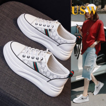 Small White Shoes Women 2021 Summer New 100 Hitch Super Fire Genuine Leather Thick Bottom Interior Heightening Casual Sports Board Shoes