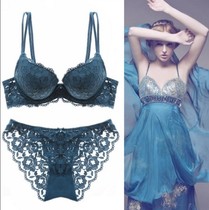 JERRIE MOCK sexy lace embroidery thick mold cup bra set deep V small breasts gather womens underwear bra